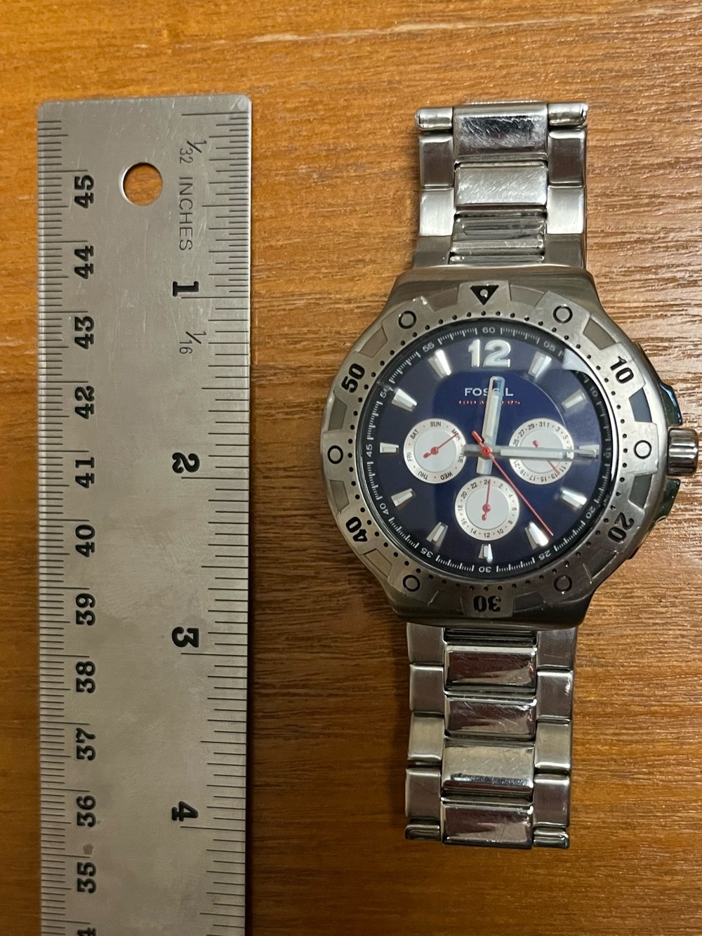 Vintage Fossil Blue BQ-9287 Stainless Steel Watch Blue Dial Y2K Men’s Watch